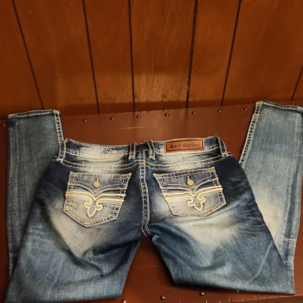 Rock Revival Distressed Blue Denim